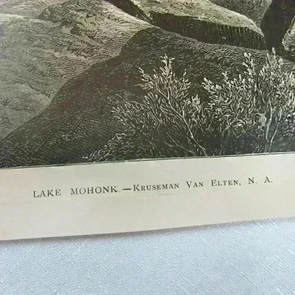 Art Print Lake Mohonk New York Trees Boulders Kruseman Van Elten Antique 1875 - Picture 12 of 12